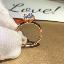 New 18K gold 12 karat mo sang shi ring flowers modeling rose gold platinum D color explicit drill four claw diamond ring women