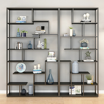 Nordic simple wrought iron bookshelf Creative art partition office shelf floor-to-ceiling industrial style multi-storey living room