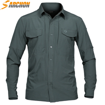 Spring and Autumn Outdoor Long Sleeve Tactical Shirt Mens Ultra-thin Breathable Military Fan Multi-Pocket Quick Dry Shirt Lapel Climbing Coats