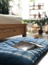 ) ▋ Hand tie-dyed blue dye plant dyed round corner large cushion floor mat floating window mat 60x110 ZD8