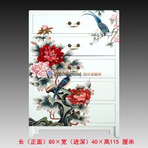 Yangzhou lacquerware Neoclassical home decoration white dill painting flowers and birds five drawers five bucket entrance decoration customization