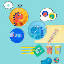 Cake plate Cute dinosaur childrens tableware set Cartoon paper towel party supplies Disposable paper plate paper cup