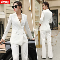 Professional white suit female spring and autumn high-end suit host dress hotels manager working clothes