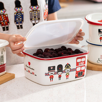 Fat Dragon fresh-keeping Box large sealed refrigerator kitchen household rectangular enamel storage box baking bread mold Ice Bowl