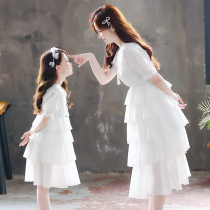 South Korean mother woman dress in summer dress dress with dress 2022 new girl foreign air fairy skirt pro princess dresses dress cake dress