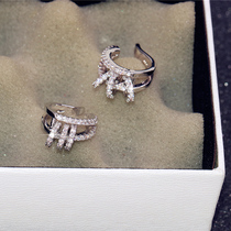 European and American minimalist microinlaid earbone clip without ear clip earrings with female personality temperament brief advanced sensation three-ring earrings