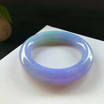 Burmese jade certificate A goods purple bracelet Violet thick tire version spring color to the elders