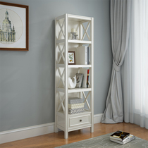 Minimalist students American bookshelves Modern small bookshelves Landing Hollowed-out Shelve Bedroom Bookcase Full Solid Wood Bookcase