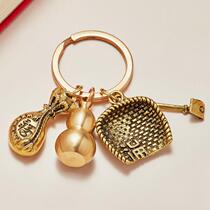 Pure brass gourd Zodiac keychain Mens and womens jewelry Car keychain Bell accessories Key chain pendant