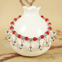 The new red rope woven nine bells crystal anklet will ring the feminine high-grade temperament retro ethnic style hidden silver anklet bracelet