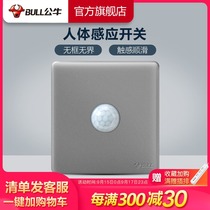 Bull switch socket panel smart human body sensor switch automatic control switch proximity switch G28 Gray