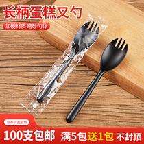 Independent packaging fork spoon disposable fork one plastic cake dessert salad commercial separate fork paper towel spoon
