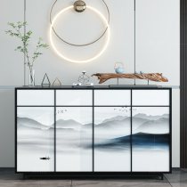 New Chinese style light luxury shoe cabinet One-piece wall high cabinet shelf Entrance cabinet Simple modern four-door solid wood dining side cabinet