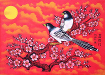 Happy Linmen Happy event Magpie annunciation Happy Yingmen Happy brow Home living room Huxian farmer painting size 52x38cm