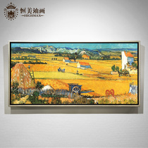 Hand-painted oil painting Van Gogh landscape harvest mural living room hanging painting American restaurant sofa background wall porch decorative painting