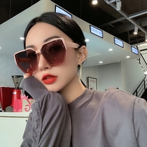 Tide brand Korean version of the net red big frame tide glasses female face small pink polarized sunglasses Round face anti-UV sunglasses