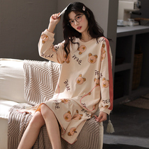 Multi-Latin American nightgown women spring and autumn cotton long sleeve long cartoon cute pullover nightgown cotton home wear