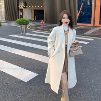 Lady Island Song 100 wool woolen woolen coat women winter double-sided cashmere white long over the knee