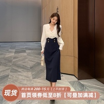 Mrs. Island Songs design sense niche high-waisted skirt temperament skirt long skirt womens 2021 new spring and autumn