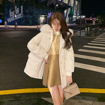 Island song Lady fox fur collar white duck down jacket women winter coat White Korean version 2021 New explosion