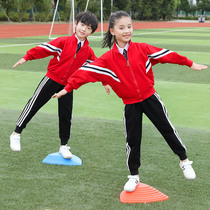 Pupil school uniform spring and autumn suit cotton red academic style kindergarten clothing three-piece set children's class clothing customized