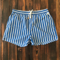 Gailang beach pants mens seaside vacation can go into the water white striped shorts hot spring swimming trunks three-point pants with lining