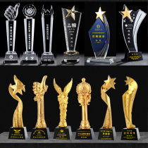 Creative Crystal Trophy Sales Performance Champion Thumbs Company Monthly Awards Excellent Employee Medals Customized