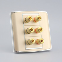 Champagne 86 three-position double-head speaker socket panel Champagne Gold 3 5 1 surround audio socket