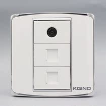 Steel frame white 86 type telephone TV panel dual port RJ11 voice phone plus TV cable TV wall socket