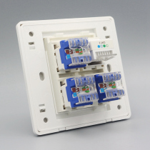 3 Class 6 Gigabit Computers Plus 1 Phone Socket Type 86 Four-port Panel with CAT6 Network with CAT3 Phone