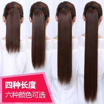 Wig female long straight hair ponytail long long braid real hair ponytail real hair ponytail lifelike tie wig