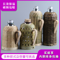 Bamboo retro thermos hot water bottle glass liner old thermos bottle household hot water kettle tea room hostel water bottle