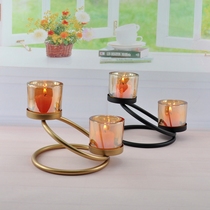 Hua Ma Time Nordic Iron Glass Candlestick Wind Lamp Table Romantic Wedding Candlelight Dinner Props