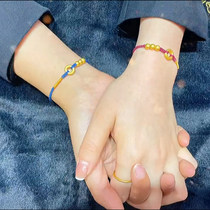 Gold safe buckle couple bracelet a pair of men and women 999 gold transfer beads woven hand rope to send girlfriend birthday