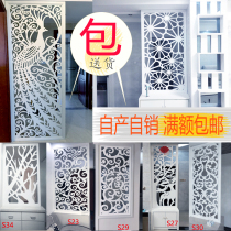 Flower grid partition decoration hollow carved density board living room entrance partition screen wall solid wood flower grid hollow Chinese style