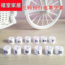 White bottom black letter hanger plastic size buckle size ring clothing size grain size mark white printing