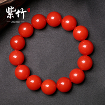 Natural original mine south red hand string Sichuan Liangshan agate cherry red single Circle Bracelet full color meat men and women