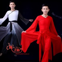 Classical dance costume mens ink and wash folk dance costume fan dance Chinese style modern dance costume elegant new