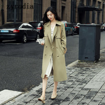 ZYRODIA spring new Korean version of temperament loose double-breasted lace-up waist long windbreaker coat women