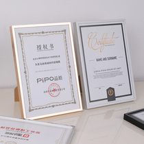 Aluminum alloy certificate frame a4 paper photo frame table Honor certificate medal mounting frame Custom A3 business license frame hanging wall