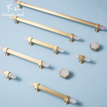 Original design Crystal hexagonal handle Nordic cabinet wardrobe door light luxury high-grade pure brass drawer long handle