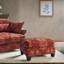 American imported fabric sofa footstool Foot rest warped foot living room thickened Chenille red luxury sofa stool