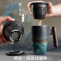 Filter teacup Office tea cup Household tea filter Simple mug with lid Tea water separation cup Personal use