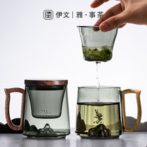 Heat-resistant glass teacup with office filter tea cup tea water separation household water Cup Cup Cup drinking water for men and women