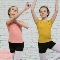 Childrens practice Dancing Costume Girls Short Sleeve Shorts Suit Pure Cotton Summer Split Young Children China Dance Test Class