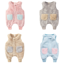 Baby Boy 1 year old 3 baby girl 0 plus velvet suit 2ins wind strap pants kid big pp autumn belly pants