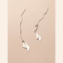 Geometric Triangular Earline s925 Pure Silver Temperament Earrings Earrings Female long paragraph Slender Freshener 100 lapped fluke surges