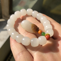 Fidelity Xinjiang Hetian Jade Ladies Sheep Jade Bracelet Natural Jade Old Beads White Jade