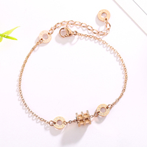 Anklet female 2021 New Tide Women summer titanium steel plated 18K color gold rose gold 2021 small waist does not fade
