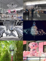 Inflatable cartoon teddy bear flower special-shaped mall props Phantom color laser luminous transparent beautiful Chen Ke filler